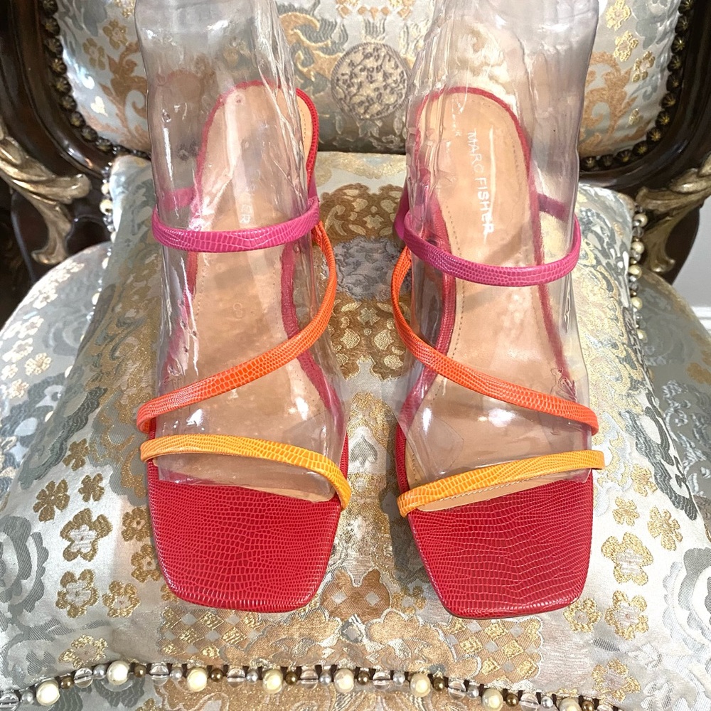 Marc Fisher Red and Orange Strappy Sandals